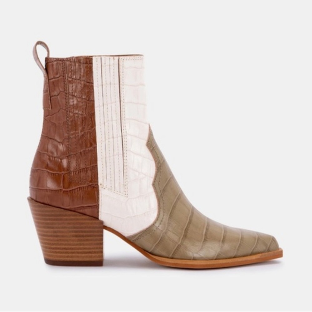 Dolce Vita Serna Boots in Olive Multi Croco